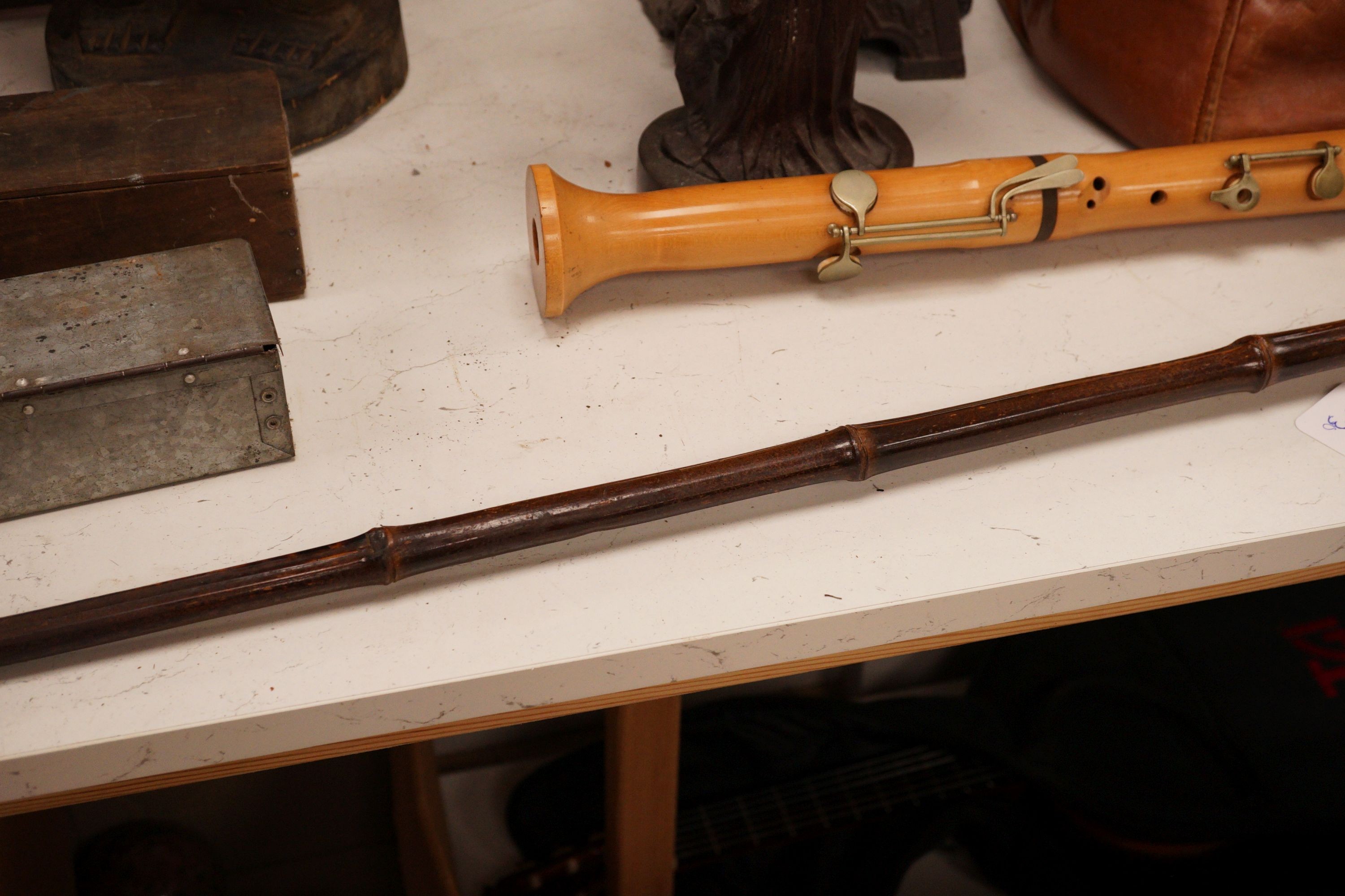 An antler handled walking stick, 90cm total